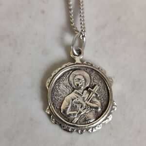 La Luna Rose Sterling Silver St Gerard Pendant Necklace